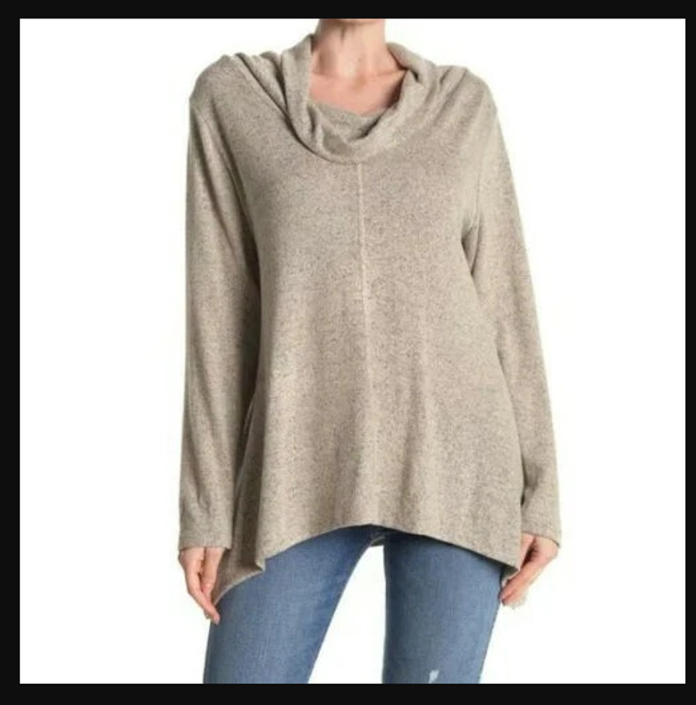 Forgotten Grace Knit Cowl Neck Sweater - Women's Size XL Oatmeal NEW turtleneck